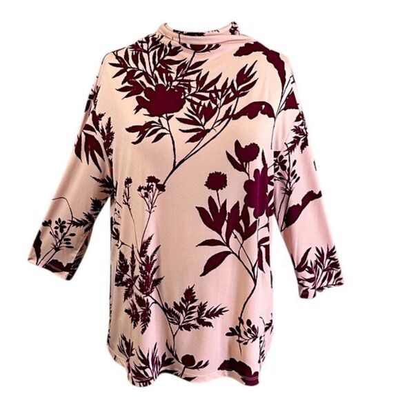 Liz Claiborne Top Size XL Pink Mock Neck 3/4 Sleeve - Picture 1 of 11